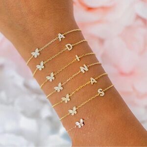 Adina Eden Pavé Butterfly Initial Bracelet NWT